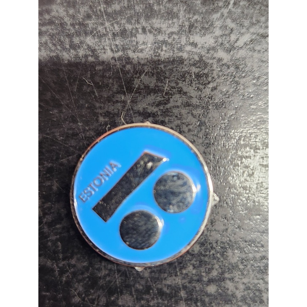 Estonia Car Rally Race Automotive Lapel Pin Blue Enamel 1" Round Pinback Button